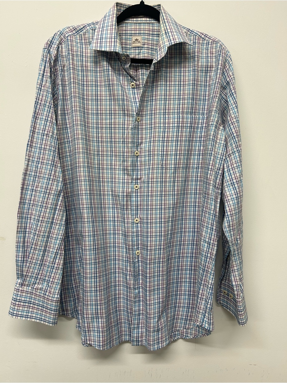 Peter Millar Men's Light Blue Multi-Stripe Dress Shirt
